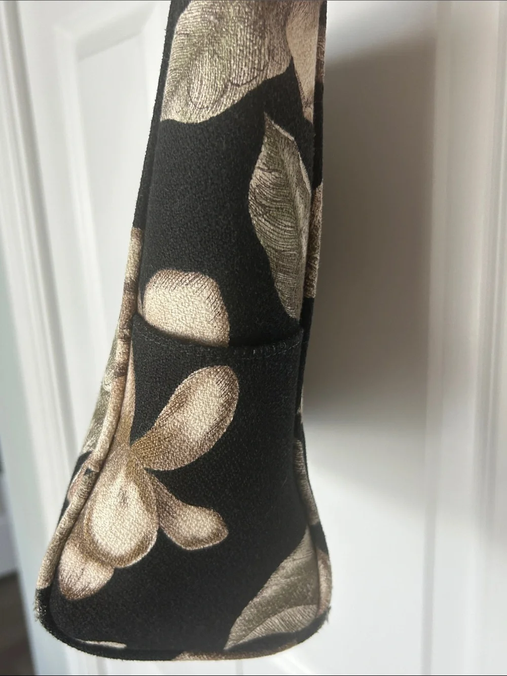 Black Floral Tote Bag with Cream Magnolia Accents